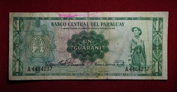 Billete 1 Guaraní Paraguay 1963 Firma Rivarola Pick 192 0