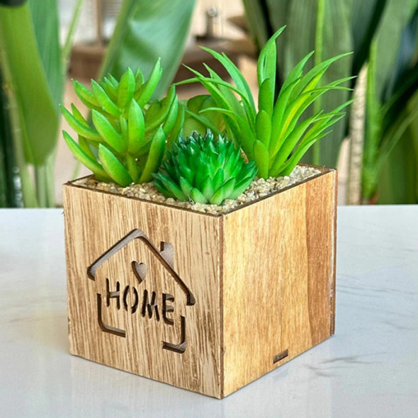 Planta Suculenta Artificial Maceta Madera Al 7cm X An 7cm 0
