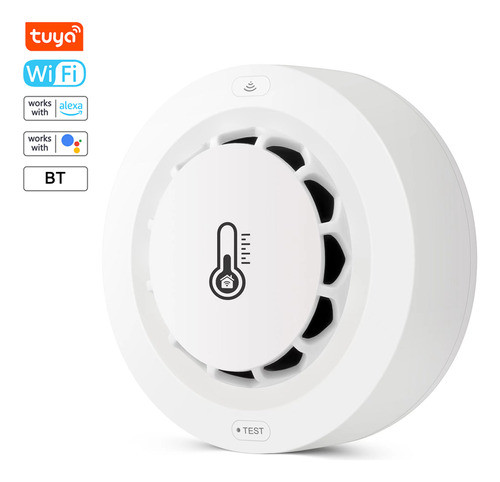 Temperatura Do Detector De Fumaça Tuya Wifi Bt Two Connectio 0