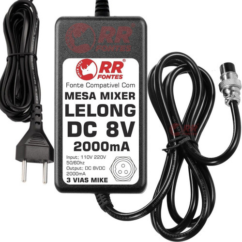 7 Unidades Fonte 8v 2a Para Mesa De Som Lelong Dj Mixer 1