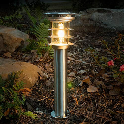 Bolardo Lámpara Solar De Acero Inoxidable Con Gs Foco Solar 1