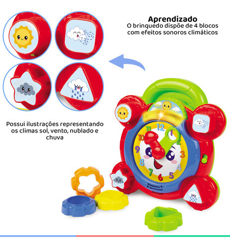 Brinquedo Educativo Interativo Luzes Músicas Sons Sr Relógio 1