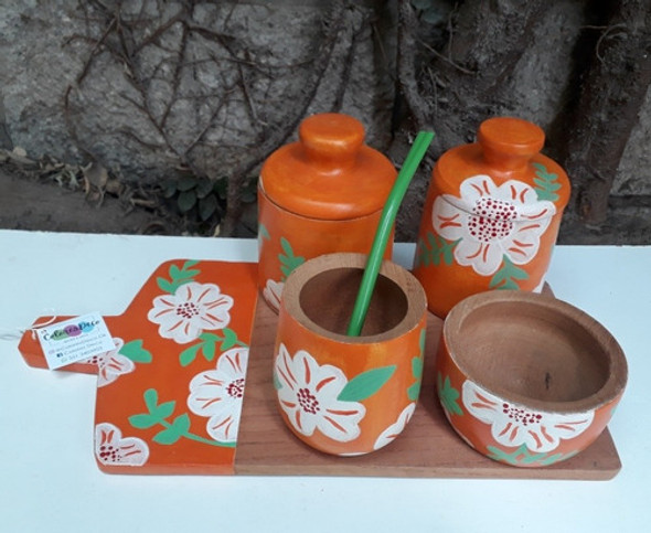 Set De Mate De Madera Pintados A Mano 0