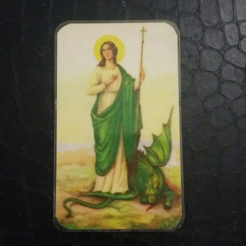 Estampita De Santa Marta Manto Verde Plastificada 0