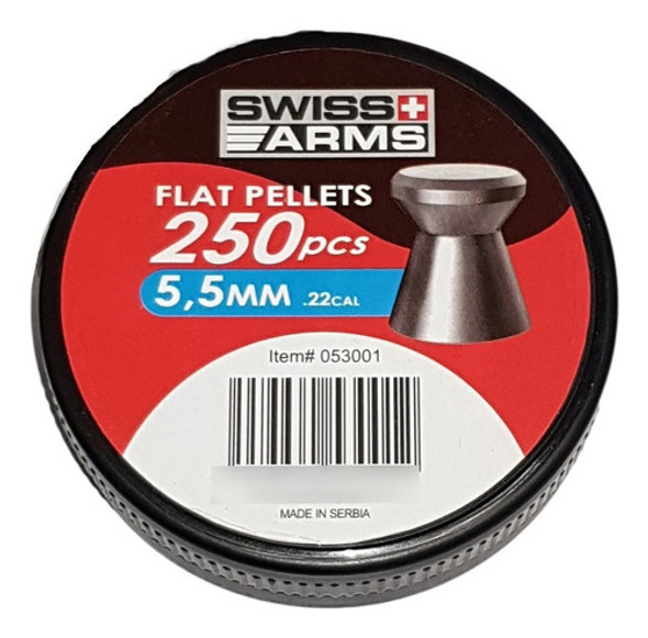 Kit Balines Flat Pellets 250u Swiss Arms 5.5mm - 22cal 0