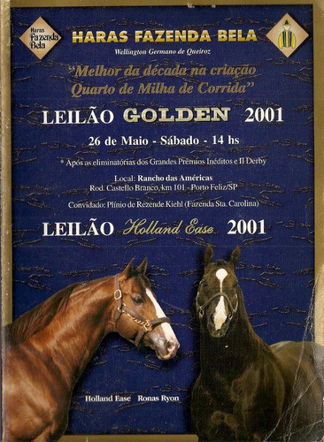 Haras Fazenda Bela Leilao Golden 2001 Catalogo 0
