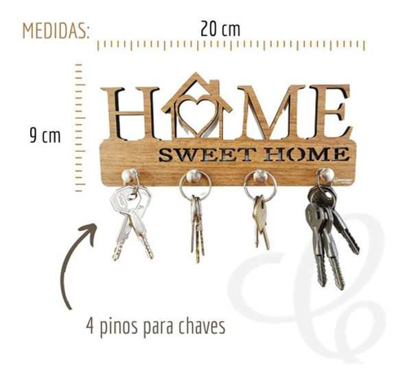 Quadro Porta Chaves Decorativo Home Suporte Parede Ganchos 1