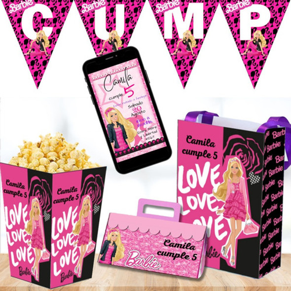 Kit Imprimible Barbie + Candy Bar + Cajitas + Regalos 1 Kit Imprimible Barbie + Candy Bar + Cajitas + Regalos 1
