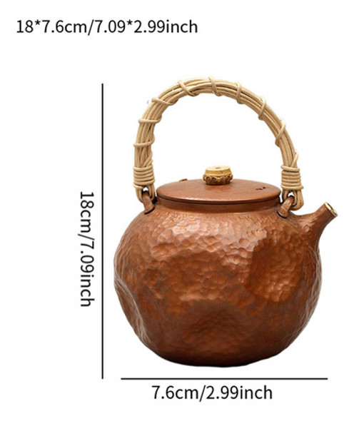 Bule De Chá De Cobre Sólido, Chaleira Com 7,6 Cm X 18 Cm 1