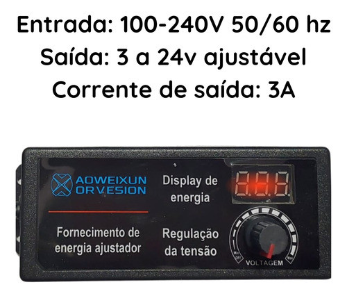 Fonte Alimentação Digital Ajustável 3v - 24v Com 3 Amperes 1