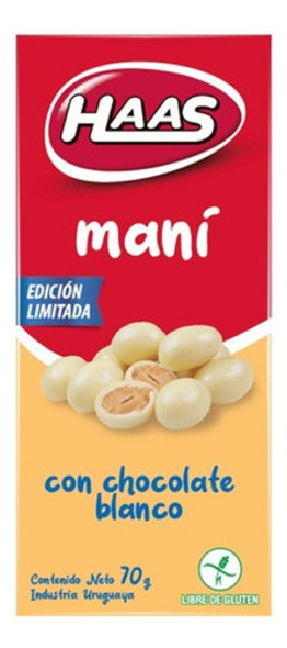 Haas Maní Con Chocolate Blanco 70 Grs. Pack X4 0