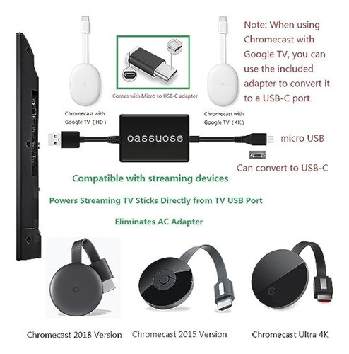Oassuose Adaptador De Cable De Alimentación Usb 1