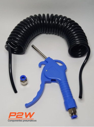 Mangueira Espiral  Compressor 8mm 10mts Com Pistola De Ar 1