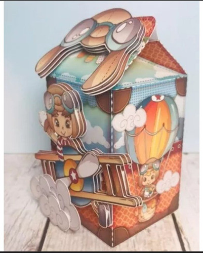 10 Cajitas Milk Box De Aviador 1