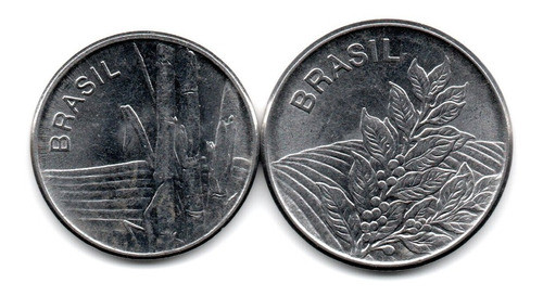 Brasil Lote 2 Monedas 1 Y 5 Cruzeiros Año 1980 Aunc 1
