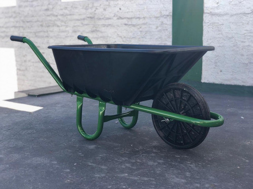 Carretilla Plástica Negra 90lts Con Ruedas Macizas 1