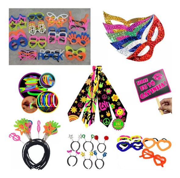 Kit Festa Neon Adereço Brilha Luz Negra 160 Itens Balada 0