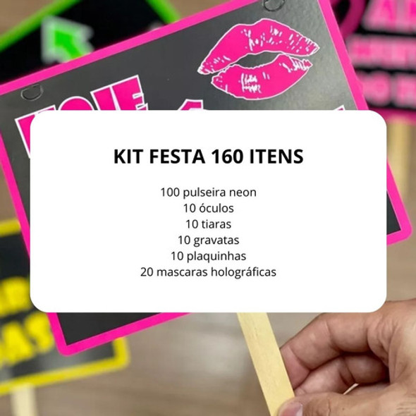 Kit Festa Neon Adereço Brilha Luz Negra 160 Itens Balada 1