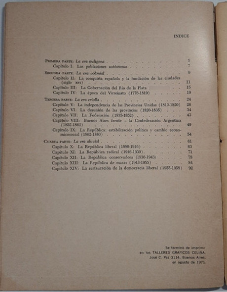 Antiguo Libro Breve Historia De La Argentina 3ra Ed. Ro 245 1