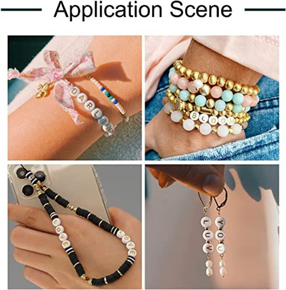 Cuentas Redondas Blancas Con Letra Dorada 100u V 1