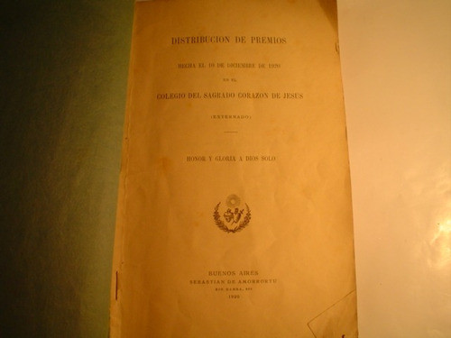 Libro Colegio Del Sagrado Corazon 1920 Distribucion Premios 1