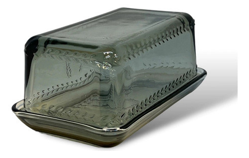 Mantequera Vidrio Tapa Mesa Comedor Manteca Gris Cocina 1