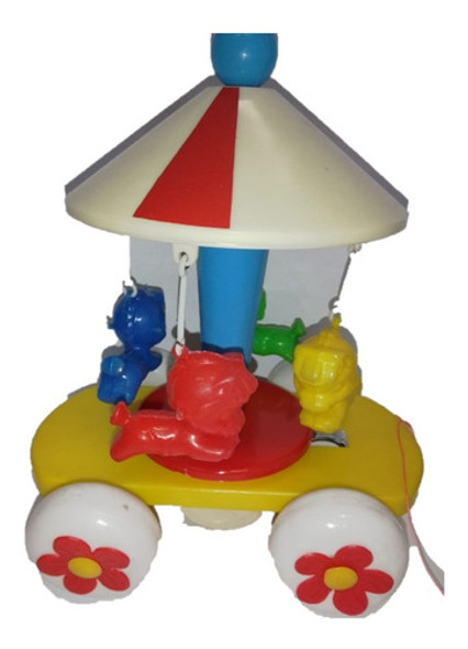 Juguete Calesita Carrusel Plastico Arrastre Retro Vintage 0