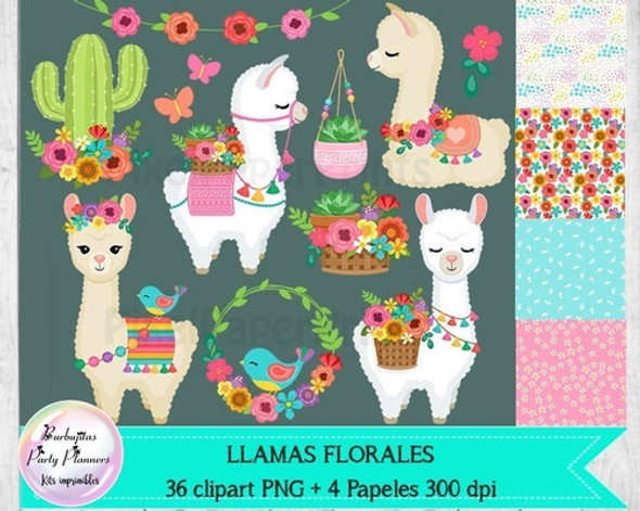 Cliparts Y Papeles Llamas Alpacas Florales Kit Imprimible 1 Cliparts Y Papeles Llamas Alpacas Florales Kit Imprimible 1