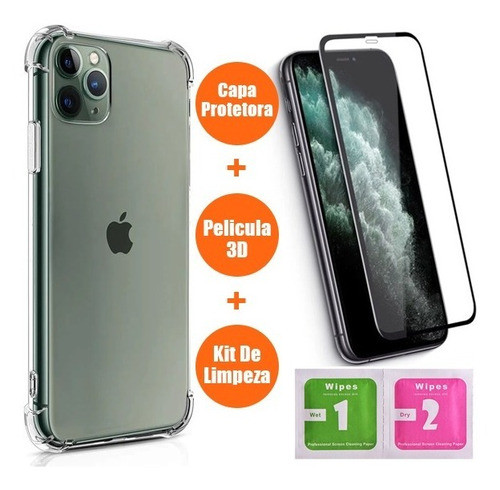 Capa Capinha Anti Impacto + Pelicula 3d P/ iPhone 11 Pro Max 1