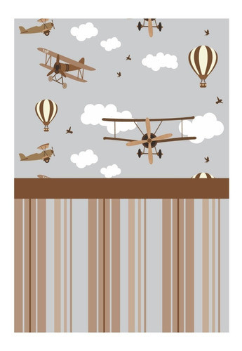 Papel De Parede Lavável Adesivo Quarto Infantil Avião 0