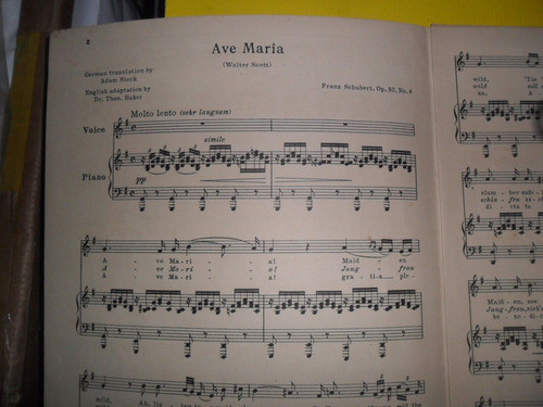 Antigua Partitura Ave Maria Walter Scott 1902 Schubert Op 52 1