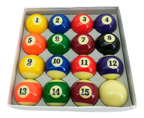 Juego De Bola De Pool 57 Mm X 16 Medidas Profesional En Caja 0