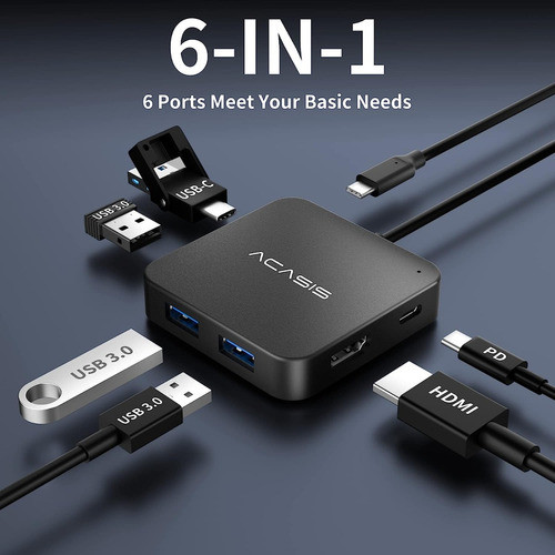 Hub Usb C Adaptador Multipuerto 6 En 1 Usb C Hub Con 4k Hdmi 1