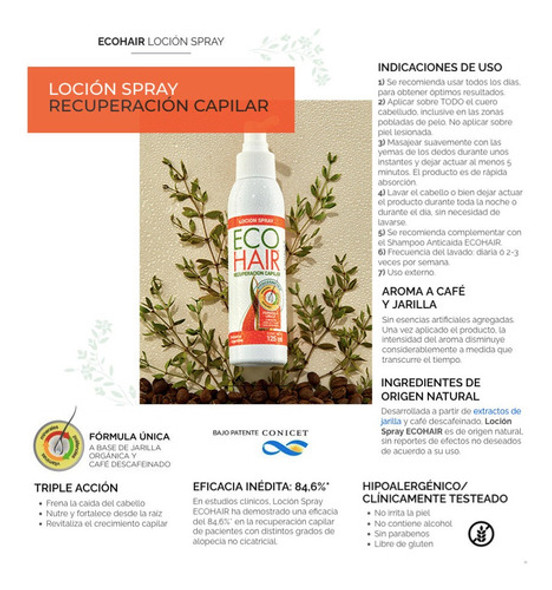 Eco Hair Anticaida Combo Locion + Shampoo + Acondicionador 1 Eco Hair Anticaida Combo Locion + Shampoo + Acondicionador 1