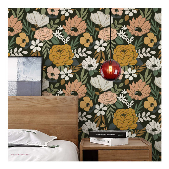 Haokhome 93217 - Papel Tapiz Floral Grande Vintage Para Desp 1