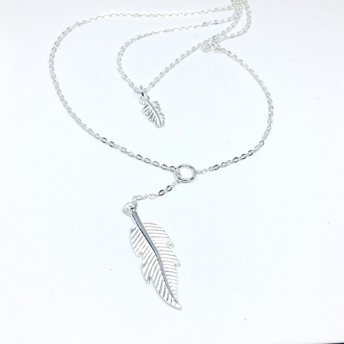 Collar Corbatero Con Plumas  Plata 925 0