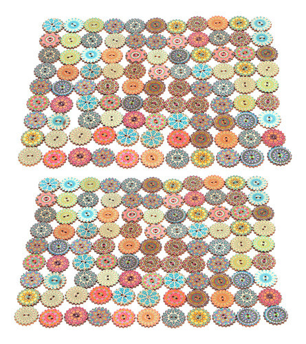 Botones Con Diseños De Flores De Madera 20mm/0.8in, 200 Pzas 0