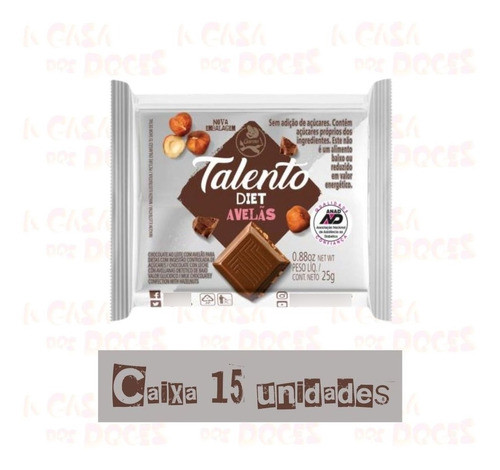 Chocolate Mini Talento Garoto Diet. Chocolate Sem Açúcar 1
