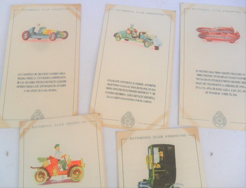 X5 Folleto Automovil Club Argentino Insignia Postal Antigua 0