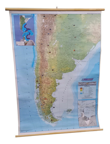 Mapa Mural Argentina (físico/político) Entelado 90 X 130 Cm 0