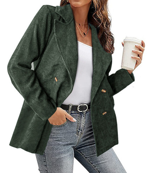 Jaqueta Feminina De Mangas Compridas Com Botão De Duas Filei 0