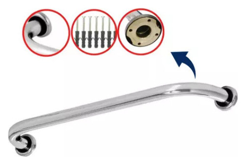 3 Agarradera Barra Apoyo Aluminio Inox 40 Cm 1