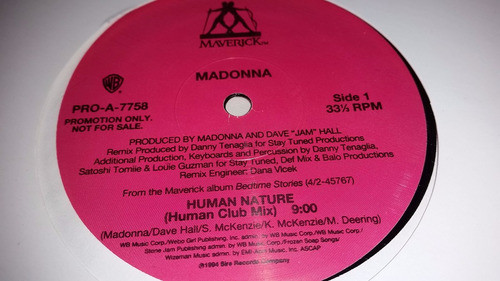 Madonna Human Nature Vinilo Maxi Impecable Promo Usa 1995 1