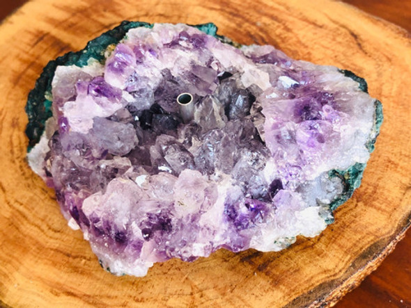 Porta Incenso Pedra Natural Drusa De Ametista - Purificação 1