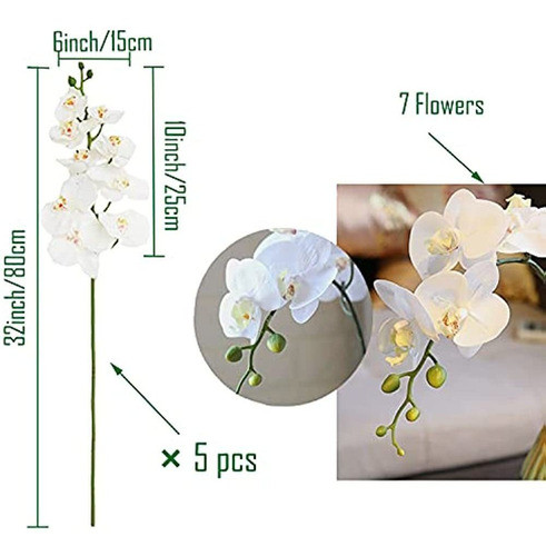 Hinyoco 5 Piezas De Flores Artificiales De Phalaenopsis Flor 1