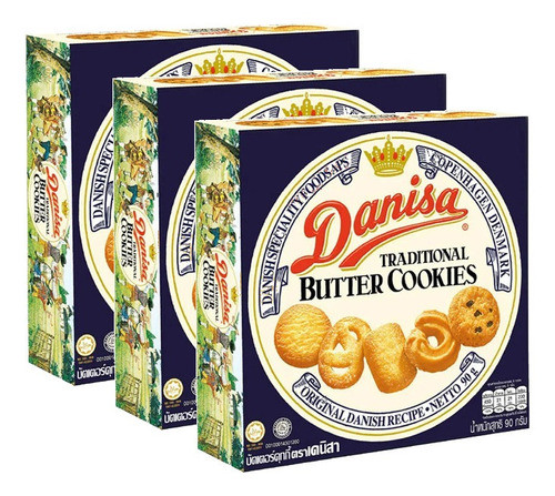 Kit 3 Biscoito Amanteigado Tradicional Danisa 90g 0