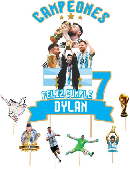 Cake Topper Imprimible Digital Personalizado Futbol Messi 0