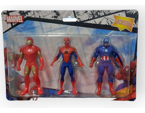 Set Blister Capitán América Spiderman Iron Man Articulables 0