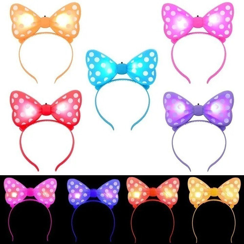 24 Vinchas Moño Minnie Led Cotillón Luminoso Luces Led 1