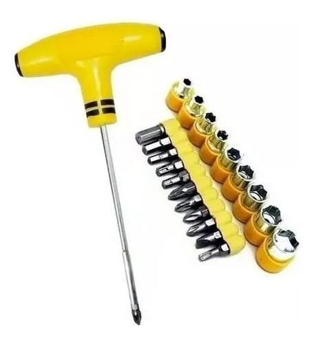 Juego Kit Puntas Destornilladores Y Tubos Llave T 24 Piezas 1
